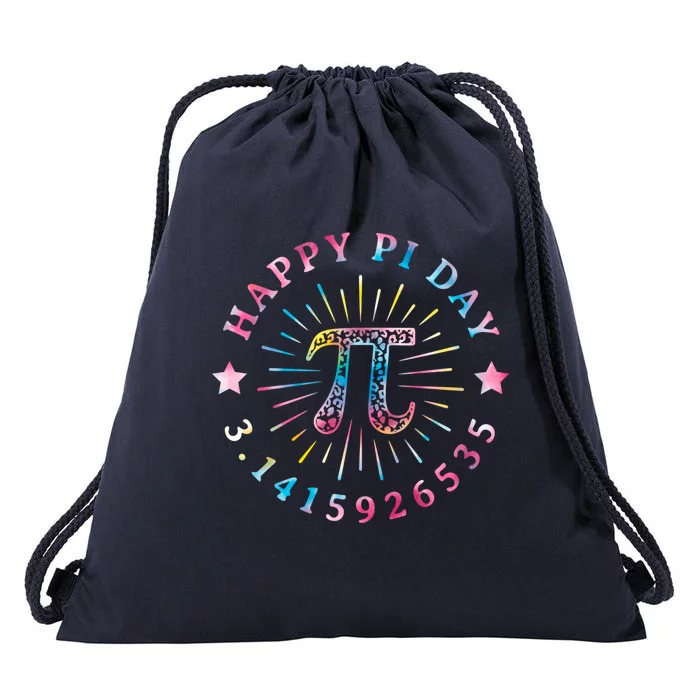 Pi Math Teacher Funny Gift Happy Pi Day With Tie Dye Style Cool Gift Drawstring Bag