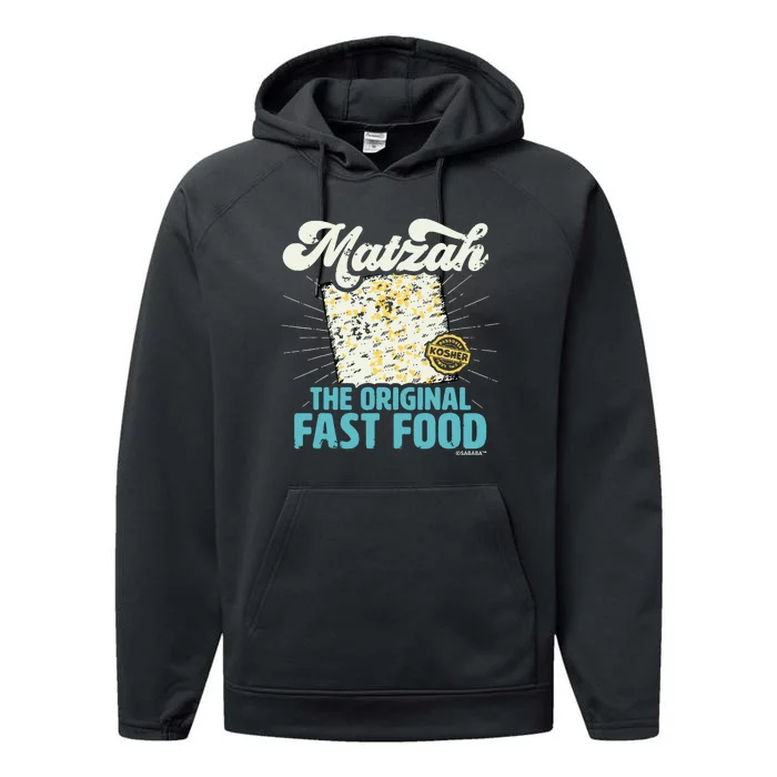 Passover Matzah The Original Fast Food Funny Seder Gift Performance Fleece Hoodie