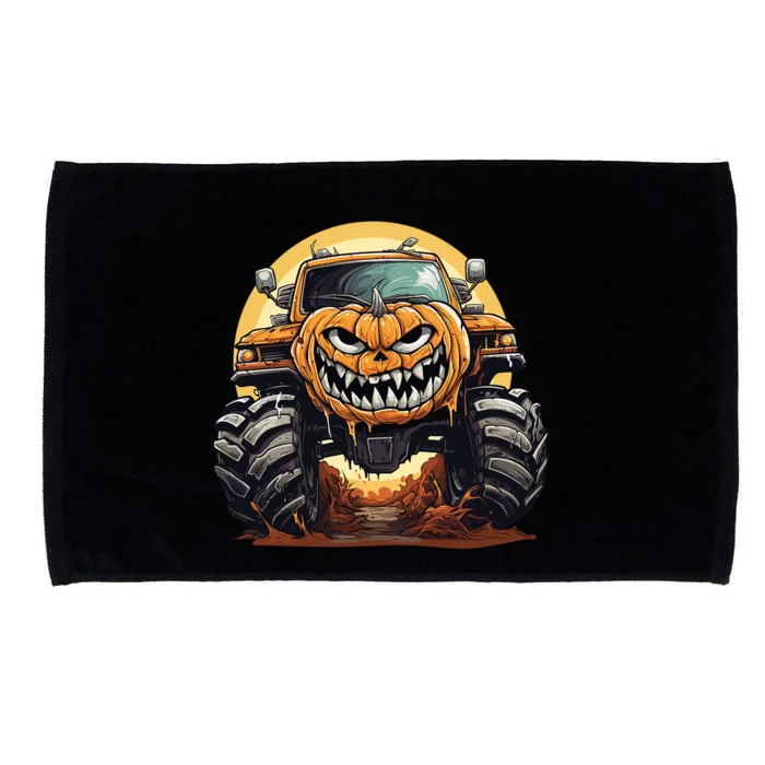 Pumpkin Monster Truck Halloween And Adults Cool Gift Microfiber Hand Towel