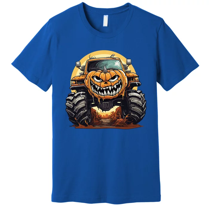 Pumpkin Monster Truck Halloween And Adults Cool Gift Premium T-Shirt