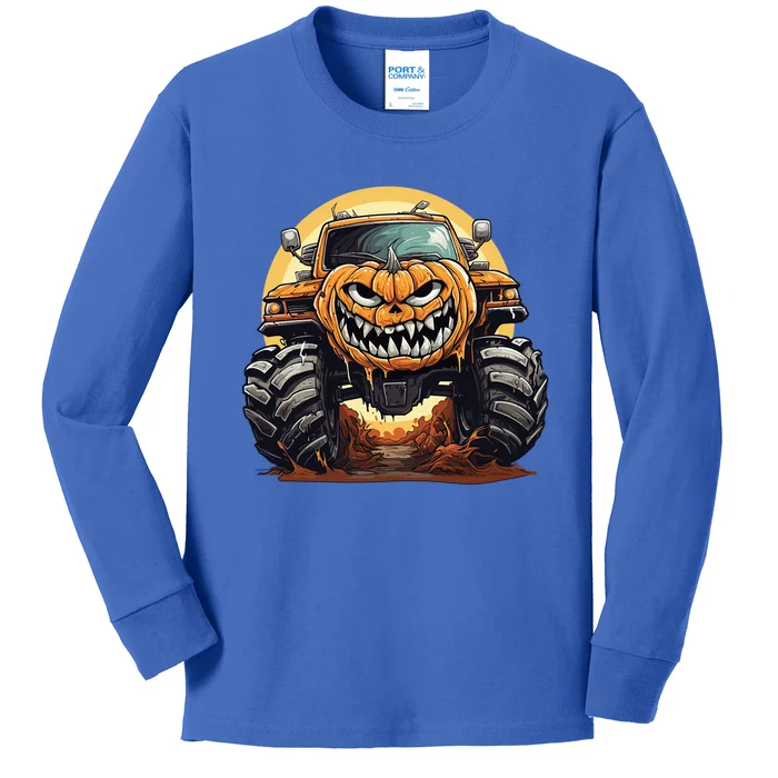 Pumpkin Monster Truck Halloween And Adults Cool Gift Kids Long Sleeve Shirt