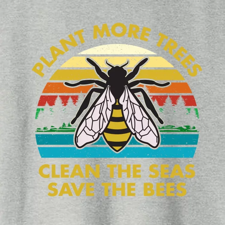 Plant More Trees Clean The Seas Save The Bees Earth Day Meaningful Gift Women's Crop Top Tee