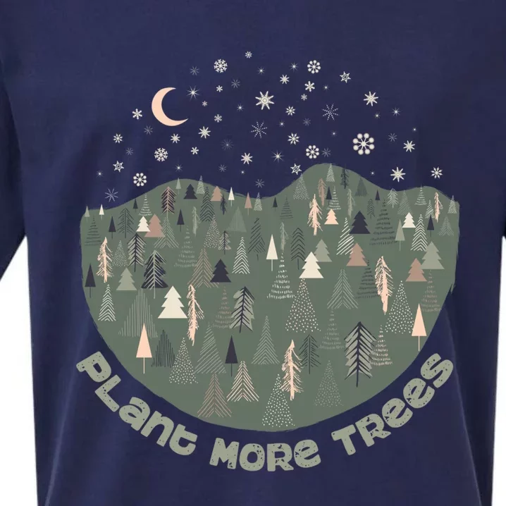 Plant More Trees Snow Winter Forest Climate Change Activist Funny Gift Sueded Cloud Jersey T-Shirt