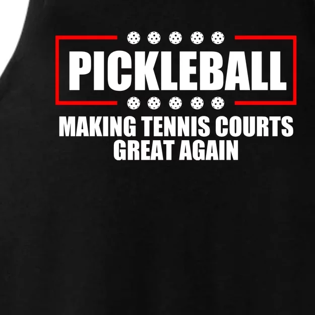 Pickleball Making Tennis Courts Great Again Ladies Tri-Blend Wicking Tank