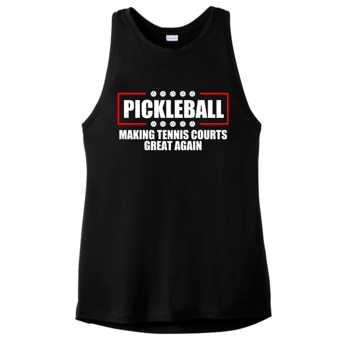 Pickleball Making Tennis Courts Great Again Ladies Tri-Blend Wicking Tank