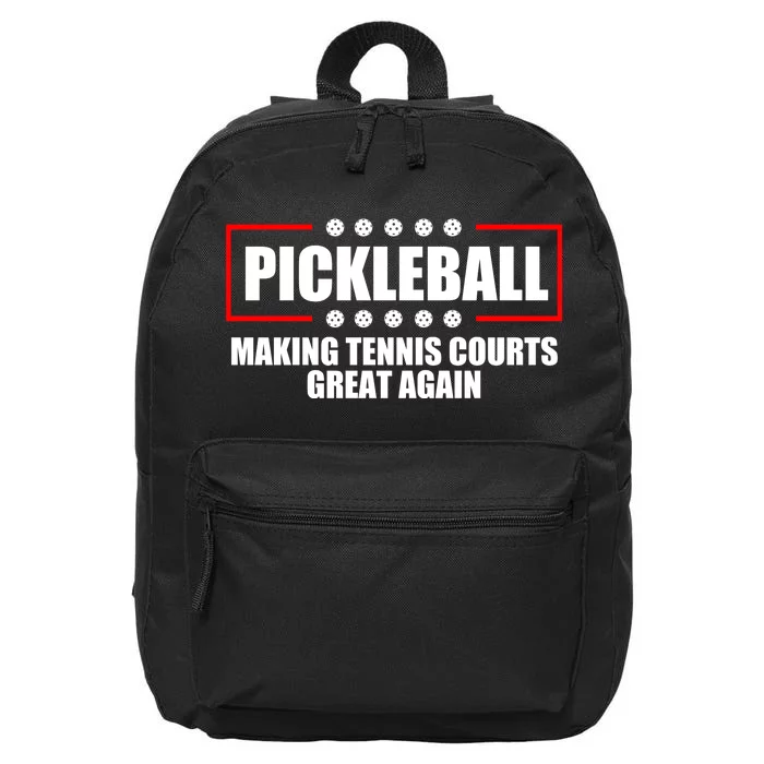 Pickleball Making Tennis Courts Great Again 16 in Basic Backpack