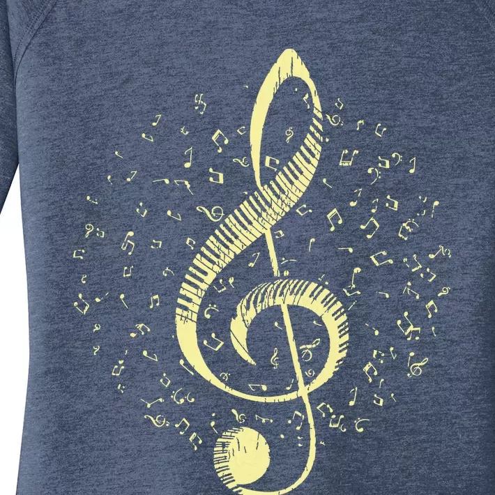 Piano Music Treble Clef Pianist Gift Piano Women's Perfect Tri Tunic Long Sleeve Shirt