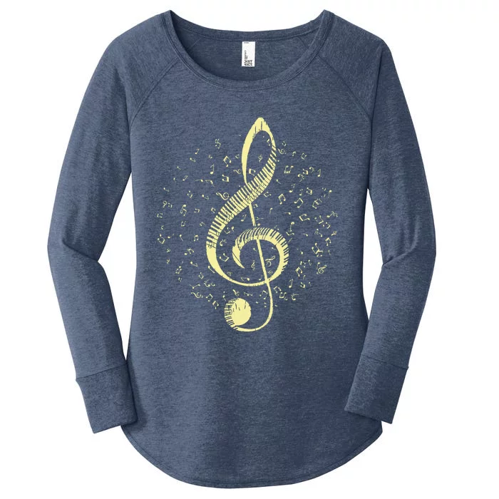 Piano Music Treble Clef Pianist Gift Piano Women's Perfect Tri Tunic Long Sleeve Shirt