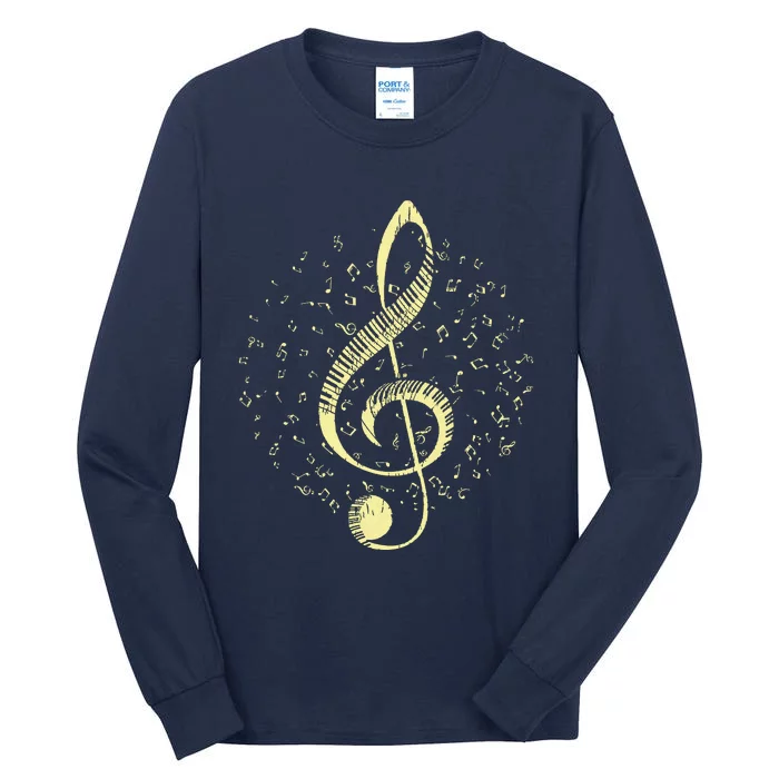 Piano Music Treble Clef Pianist Gift Piano Tall Long Sleeve T-Shirt