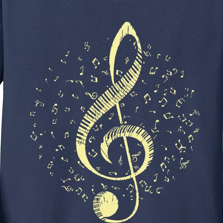 Piano Music Treble Clef Pianist Gift Piano Kids Long Sleeve Shirt