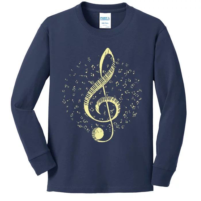 Piano Music Treble Clef Pianist Gift Piano Kids Long Sleeve Shirt