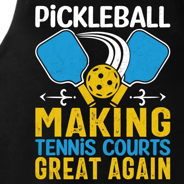 Pickleball Making Tennis Courts Great Again Funny Ladies Tri-Blend Wicking Tank