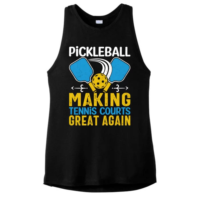 Pickleball Making Tennis Courts Great Again Funny Ladies Tri-Blend Wicking Tank