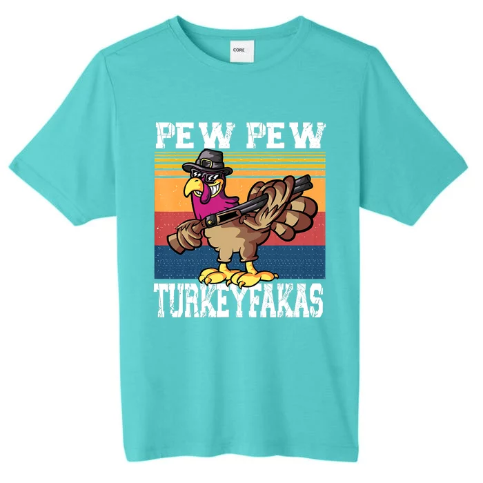 PEW Madafakas Turkey With Gun Retro Vintage Thanksgiving ChromaSoft Performance T-Shirt