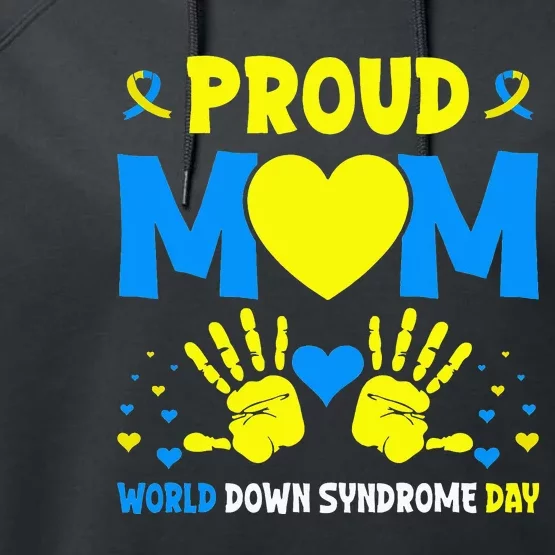 Proud mom t21 world down syndrome awareness day ribbon Performance Fleece Hoodie