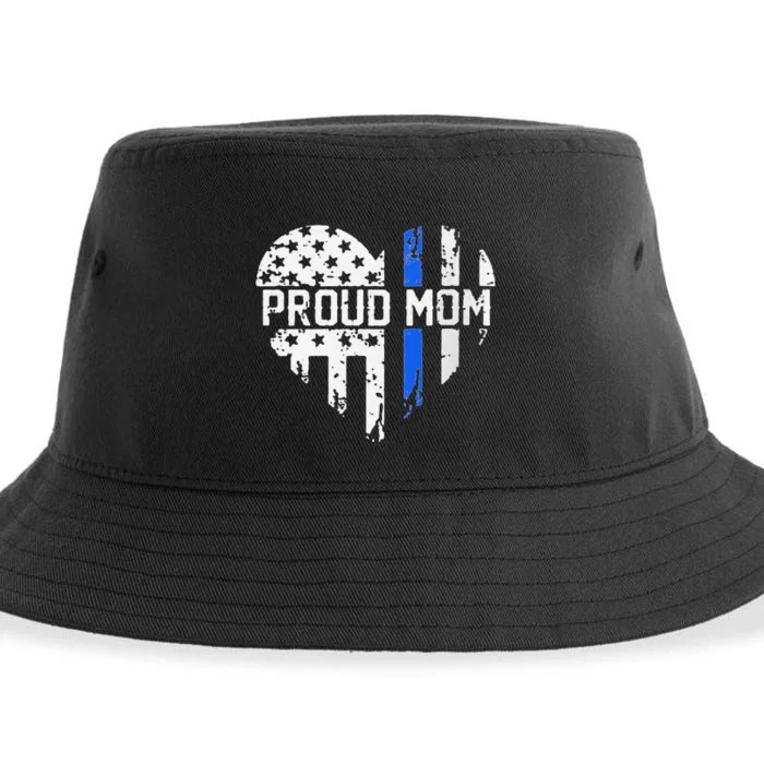 Proud Mom Thin Blue Line Police Support Cop Mom Sustainable Bucket Hat