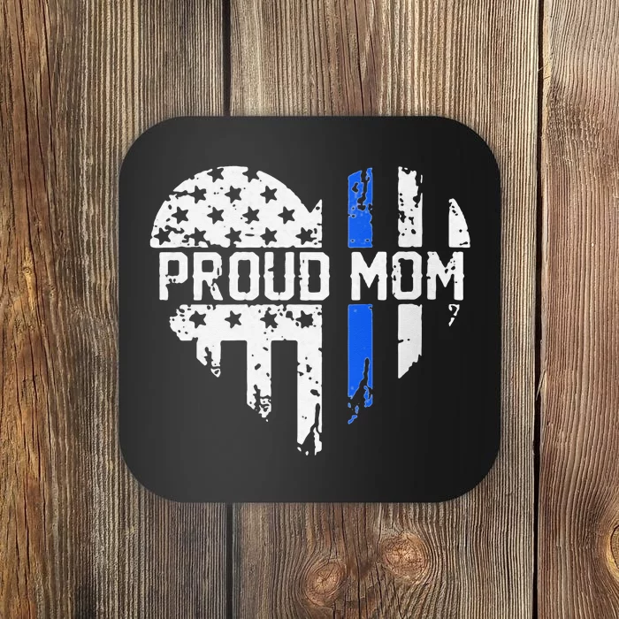 Proud Mom Thin Blue Line Police Support Cop Mom Coaster