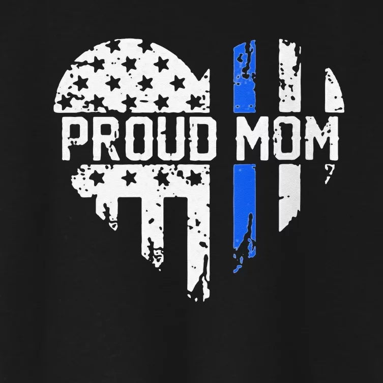 Proud Mom Thin Blue Line Police Support Cop Mom Women's Crop Top Tee