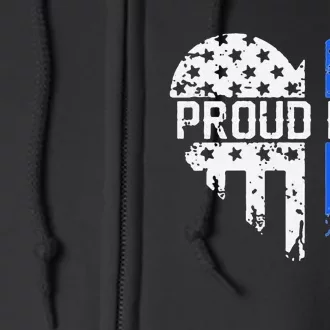 Proud Mom Thin Blue Line Police Support Cop Mom Full Zip Hoodie