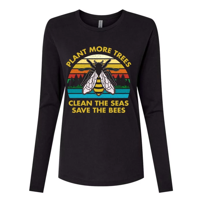 Plant More Trees Clean The Seas Save The Bees Earth Day Gift Womens Cotton Relaxed Long Sleeve T-Shirt