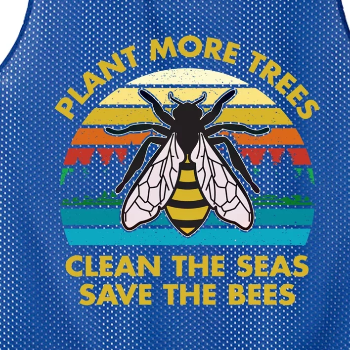 Plant More Trees Clean The Seas Save The Bees Earth Day Gift Mesh Reversible Basketball Jersey Tank