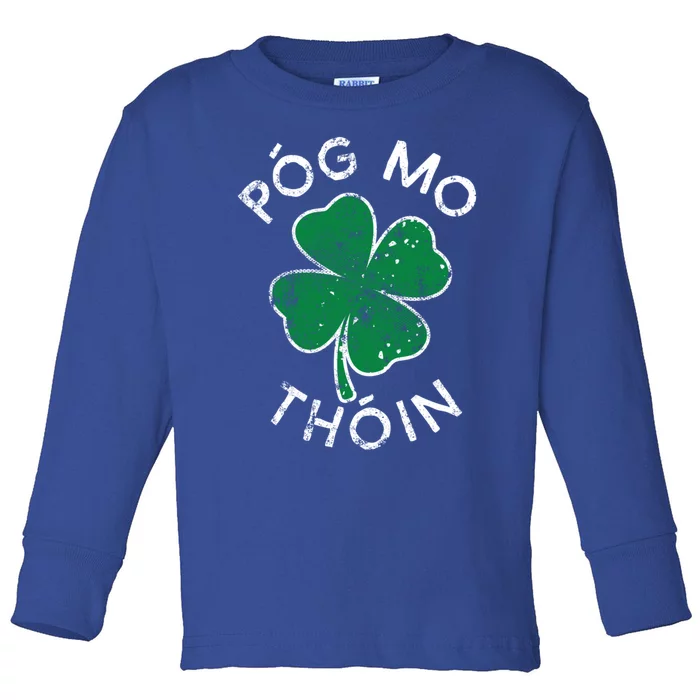 Pog Mo Thoin Lucky Clover St Patricks Day Distress Gift Toddler Long Sleeve Shirt