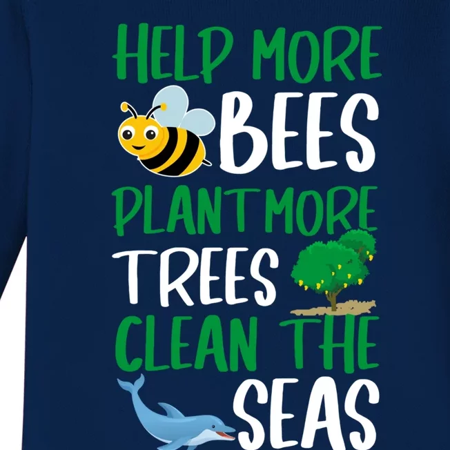 Plant More Trees Clean The Seas Climate Change Meaningful Gift Baby Long Sleeve Bodysuit