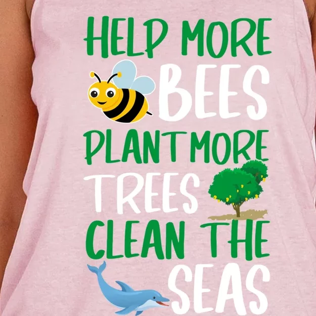 Plant More Trees Clean The Seas Climate Change Meaningful Gift Women's Knotted Racerback Tank