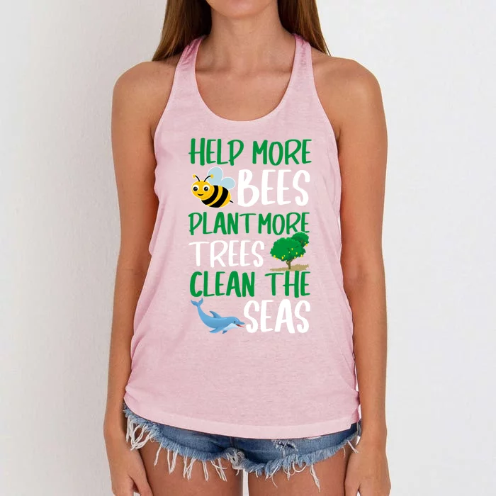 Plant More Trees Clean The Seas Climate Change Meaningful Gift Women's Knotted Racerback Tank