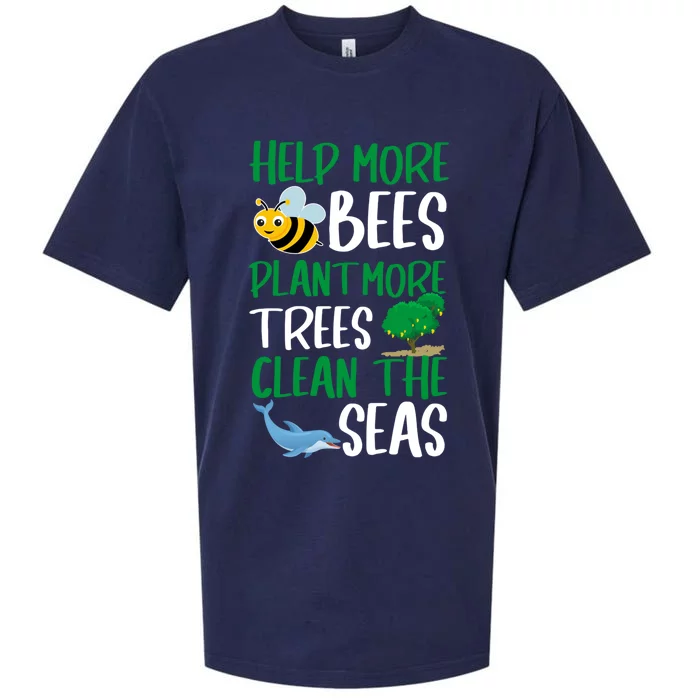 Plant More Trees Clean The Seas Climate Change Meaningful Gift Sueded Cloud Jersey T-Shirt