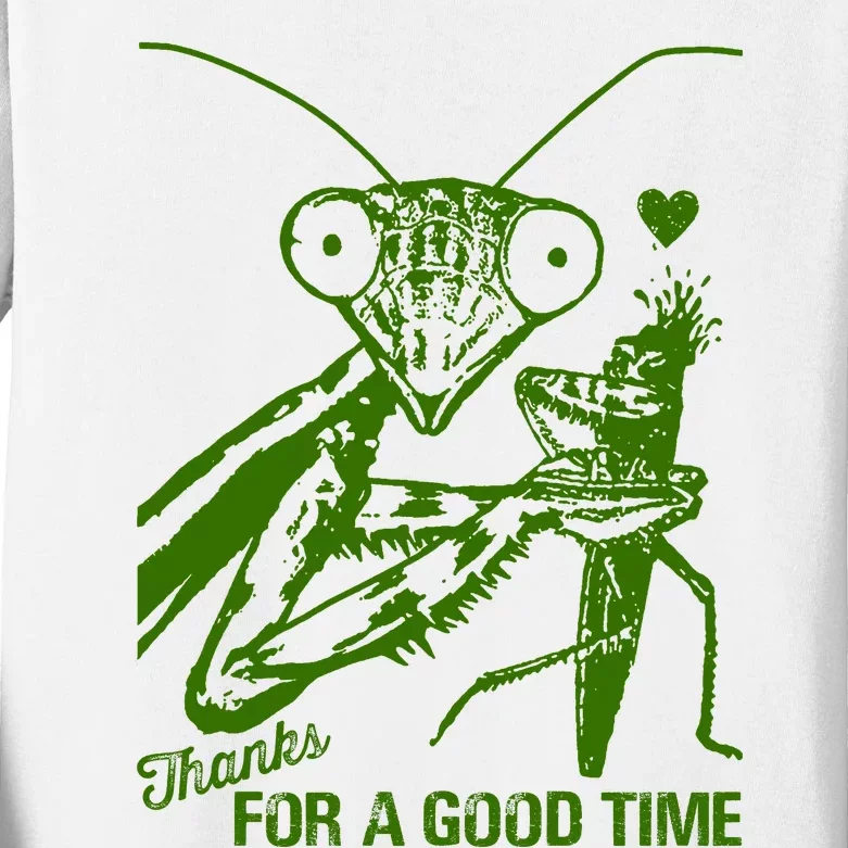 Praying Mantis Thanks For A Good Time Funny Kids Long Sleeve Shirt