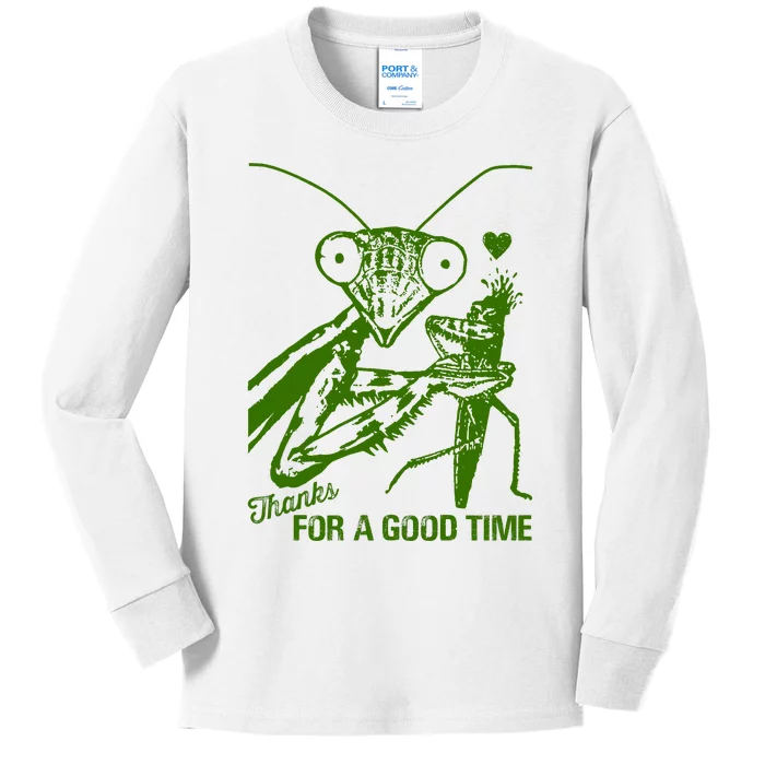 Praying Mantis Thanks For A Good Time Funny Kids Long Sleeve Shirt