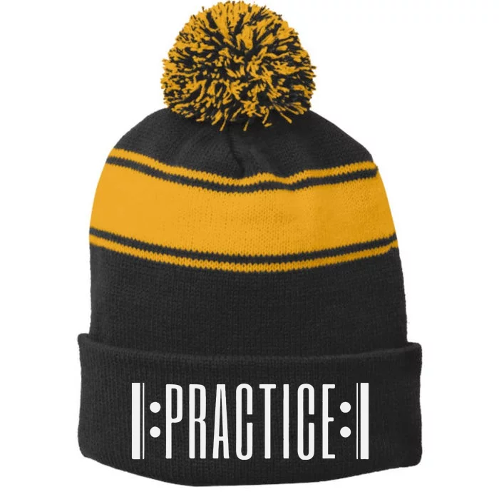 Practice Music Teacher Stripe Pom Pom Beanie