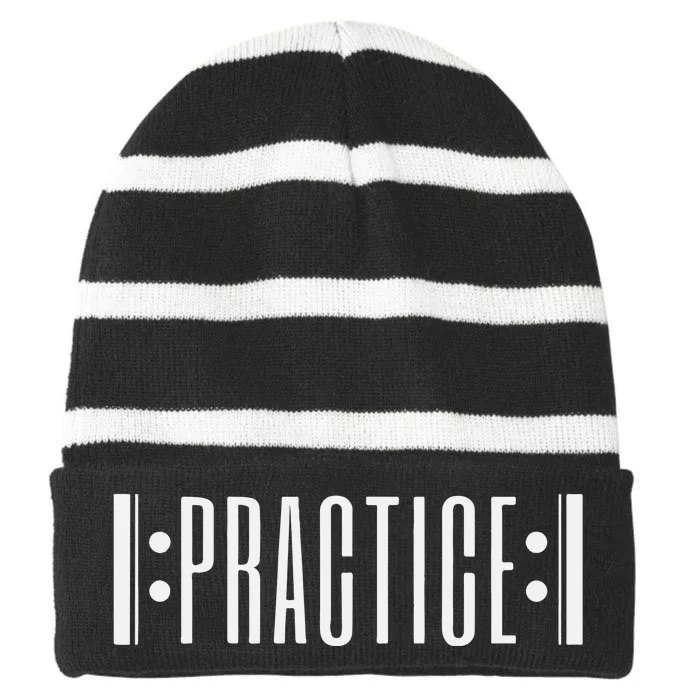 Practice Music Teacher Striped Beanie with Solid Band