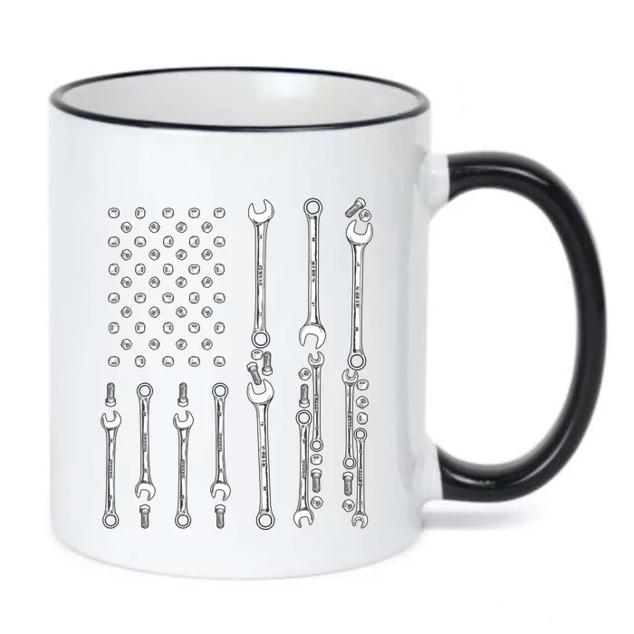 Patriotic Mechanic Tools Independence Day Usa Flag Gift Black Color Changing Mug