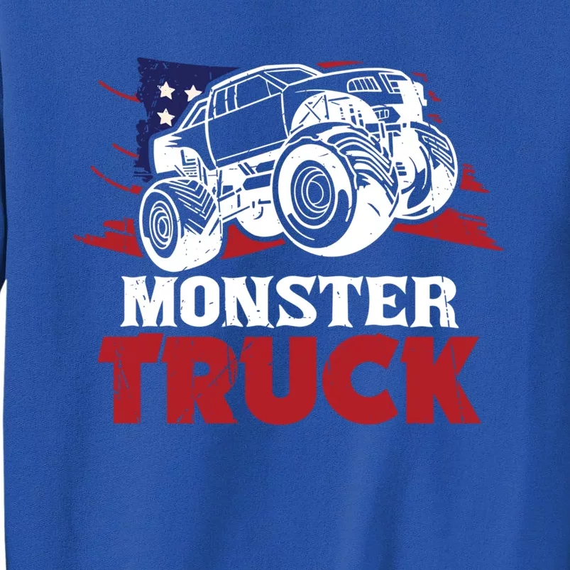 Patriotic Monster Truck With America Cool Gift Tall Sweatshirt