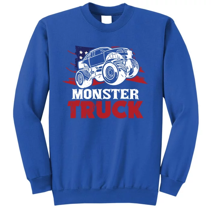 Patriotic Monster Truck With America Cool Gift Tall Sweatshirt