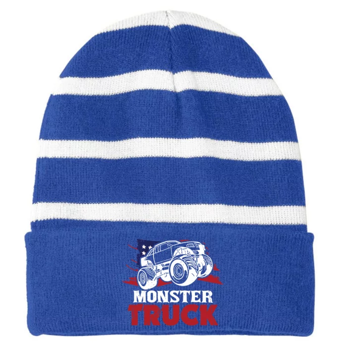 Patriotic Monster Truck With America Cool Gift Striped Beanie with Solid Band