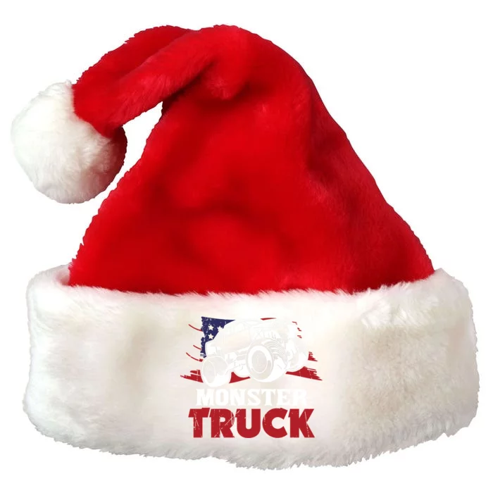 Patriotic Monster Truck With America Cool Gift Premium Christmas Santa Hat