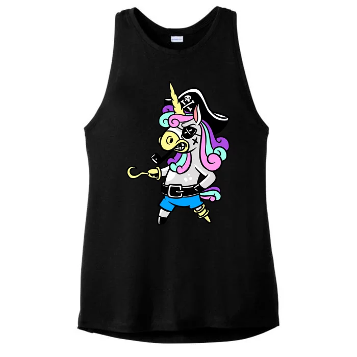 Pirate Magical Unicorn Ladies Tri-Blend Wicking Tank