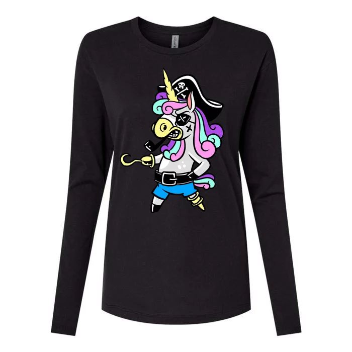 Pirate Magical Unicorn Womens Cotton Relaxed Long Sleeve T-Shirt