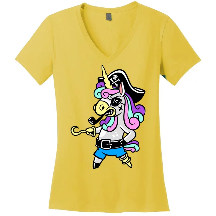 Pirate Magical Unicorn Women's V-Neck T-Shirt