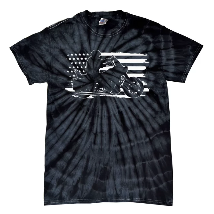 Patriotic Motorcycle Vintage American US Flag Biker Tie-Dye T-Shirt