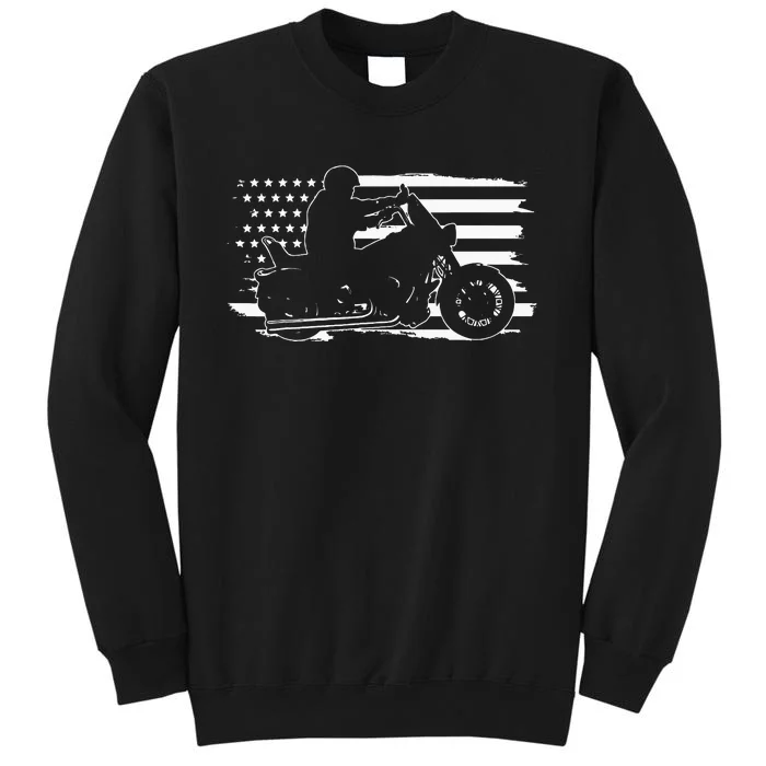 Patriotic Motorcycle Vintage American US Flag Biker Tall Sweatshirt