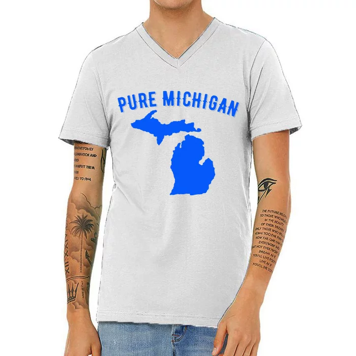 Pure Michigan Vacation Water Lake Fun Gift Idea V-Neck T-Shirt