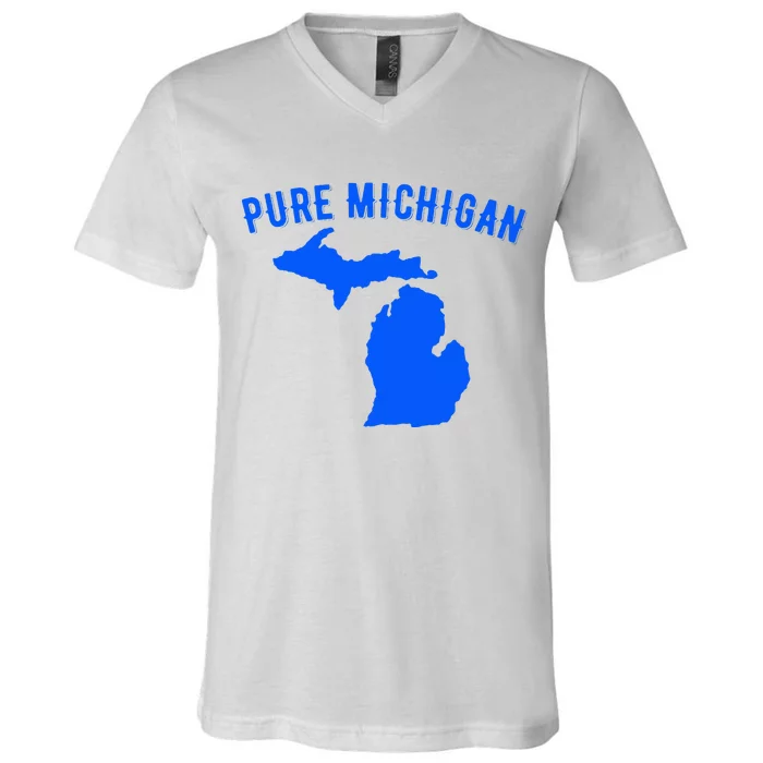 Pure Michigan Vacation Water Lake Fun Gift Idea V-Neck T-Shirt