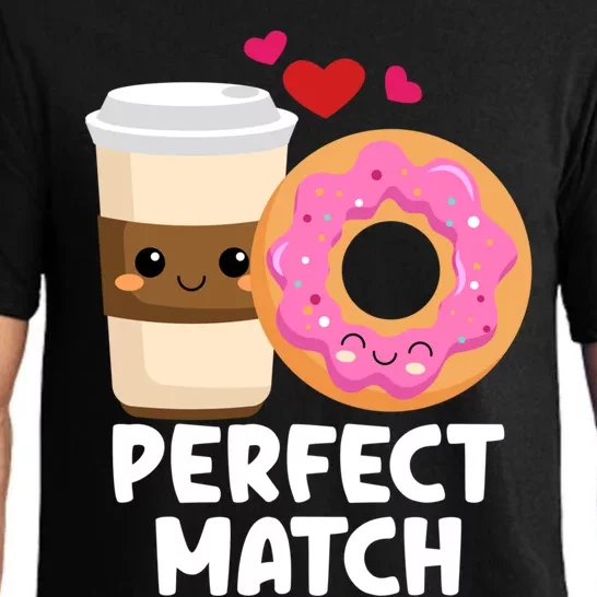 Perfect Match Valentines Day Coffee Donut Love Funny Pajama Gift Pajama Set