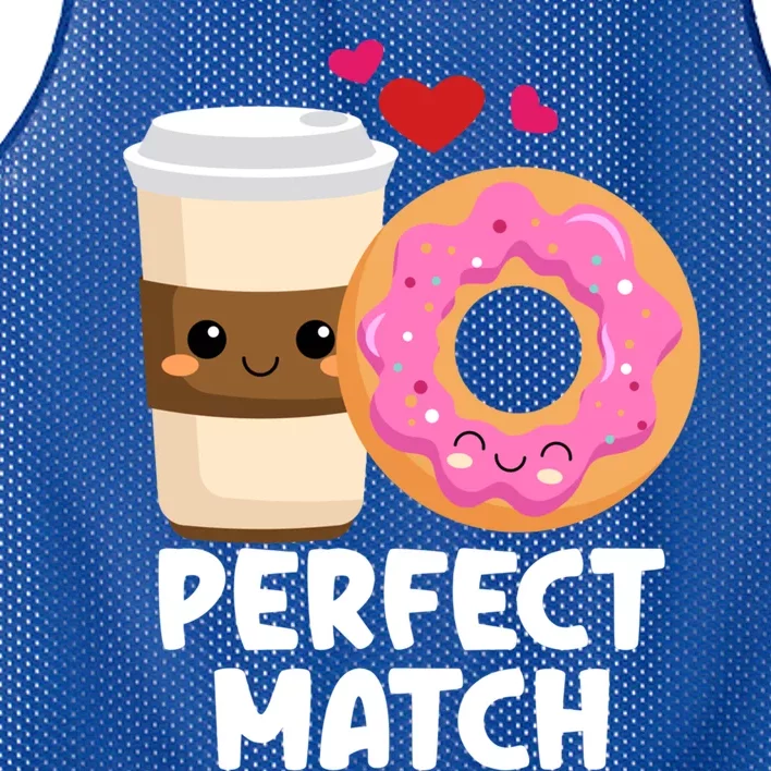 Perfect Match Valentines Day Coffee Donut Love Funny Pajama Gift Mesh Reversible Basketball Jersey Tank