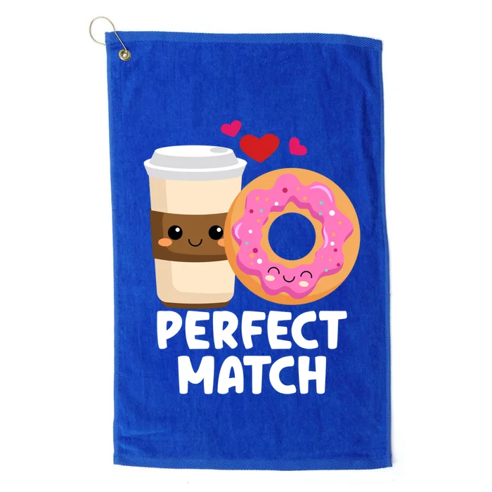 Perfect Match Valentines Day Coffee Donut Love Funny Pajama Gift Platinum Collection Golf Towel