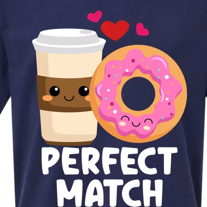 Perfect Match Valentines Day Coffee Donut Love Funny Pajama Gift Sueded Cloud Jersey T-Shirt